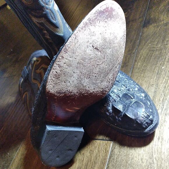 Exotic Alligator Cowboy Boots Western Leather Detailed Stitching Size? - Picture 7 of 9